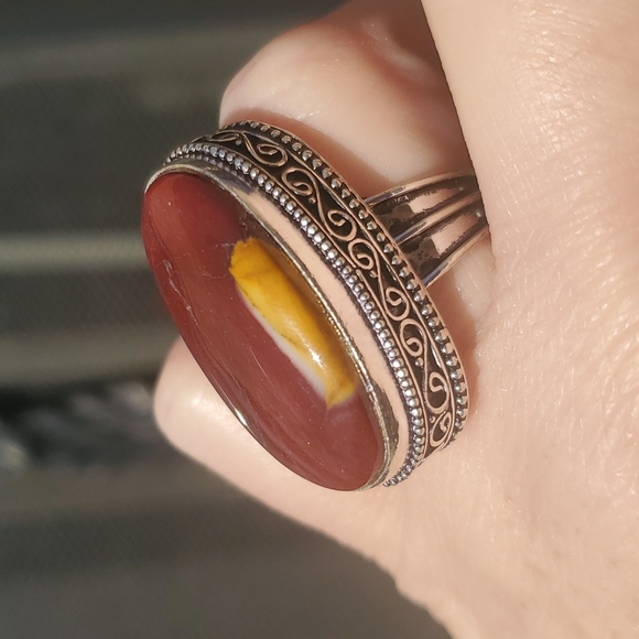 New Mookaite Jasper 925 Silver Statement Ring. - Picture 15 of 16